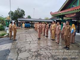 KOORDINASI RUTIN DAN APEL  PAGI HARI SENIN 23 FEBRUARI 2026 DI KALURAHAN KARANGMOJO
